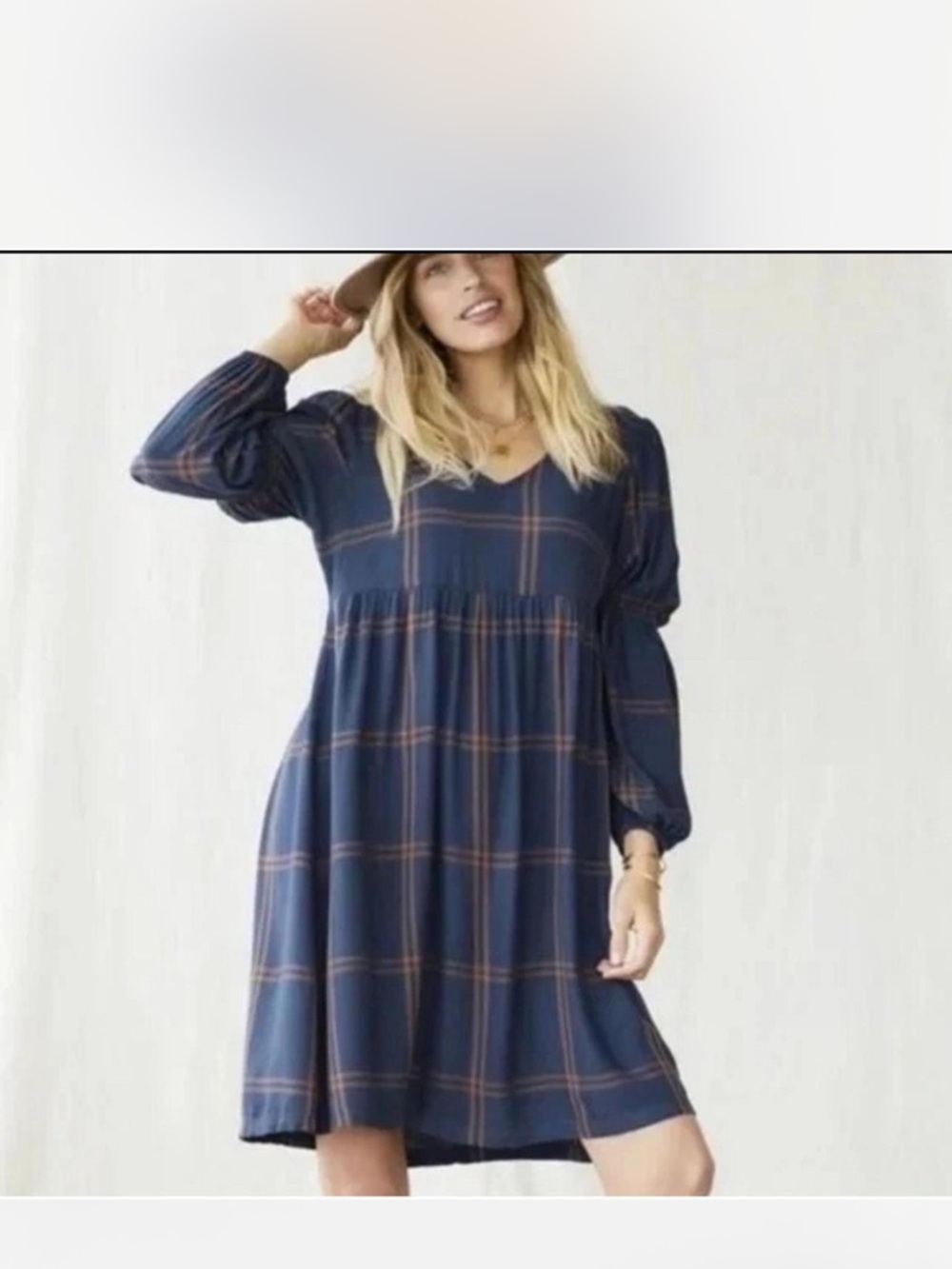NWT MATILDA JANE Just Imagine Silvi Windowpane Plaid Dress Blue/size-S